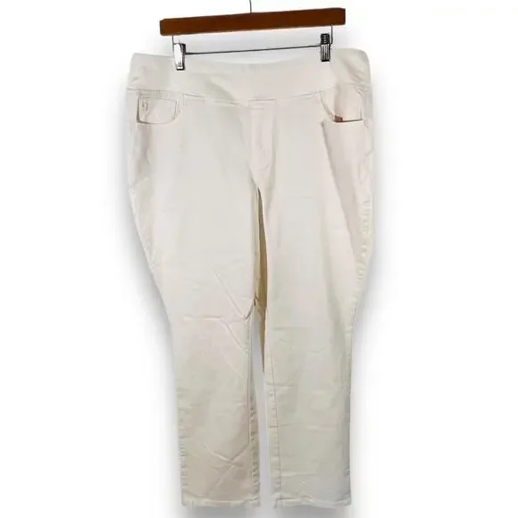 Kim Gravel Cream Straight Leg Pull On Stretch Pants 18 New - Picture 3 of 9